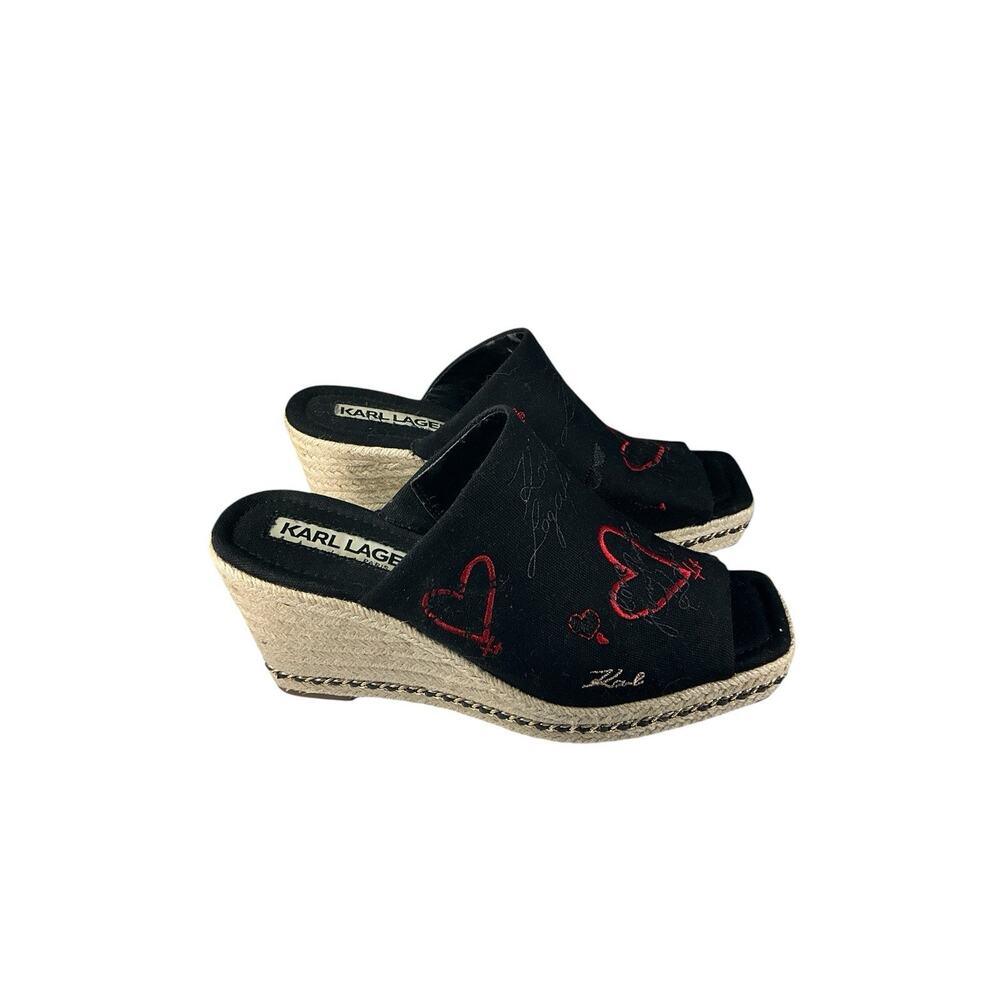 Karl Lagerfeld Espadrille Platform Wedge Sandals Sz 11M - Picture 2 of 10